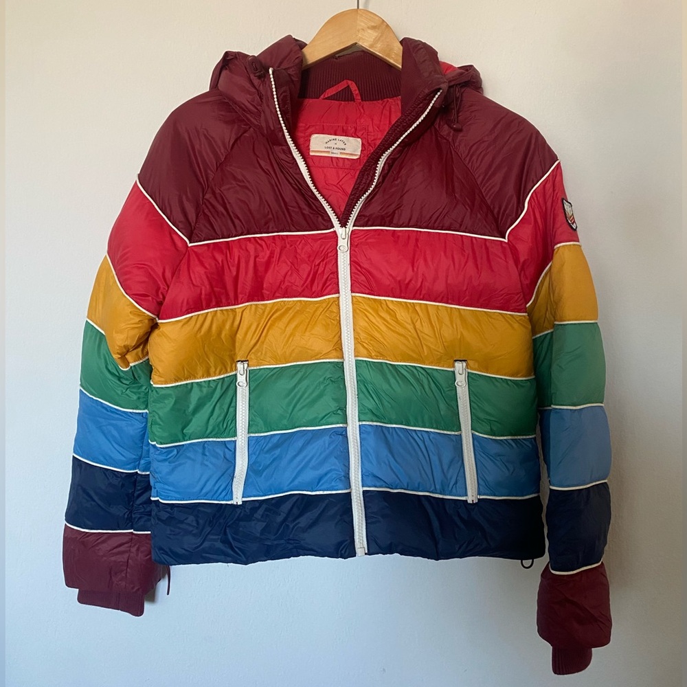 Marine Layer x LF Apres Rainbow Puffer in Rainbow Stripe - Size Small